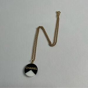Chanel Black White Resin Pendant Necklace